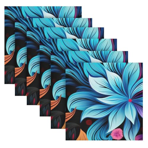 Servilletas de Tela con Flores Multicolor Pack de 6 miniatura 2