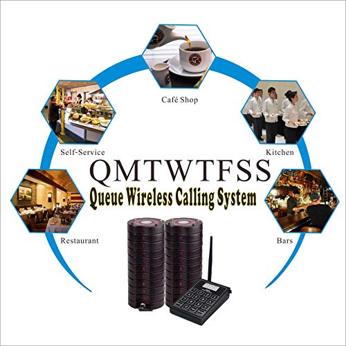 SHIHUI 20 Coaster Pagers+1 Keypad Queue Call Wireless Calling System for Servers for Restaurant Church Food Truck Coffee Shop Office Wireless Guest Paging System