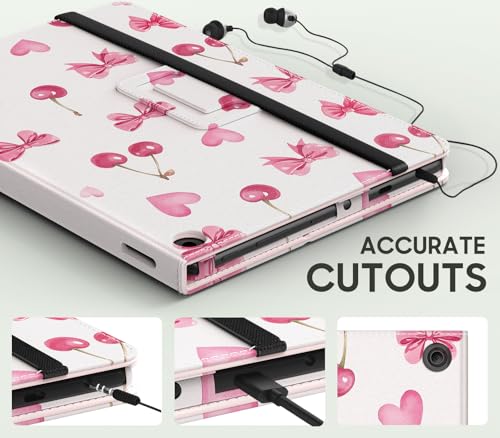 Image of MoKo Case Fits All-New HD 10 & 10 Plus Tablet (13th /11th Generation, 2023 /2021 Release) 10.1 inch - Slim Folding Stand Cover with Auto Wake /Sleep, Cherry Bow