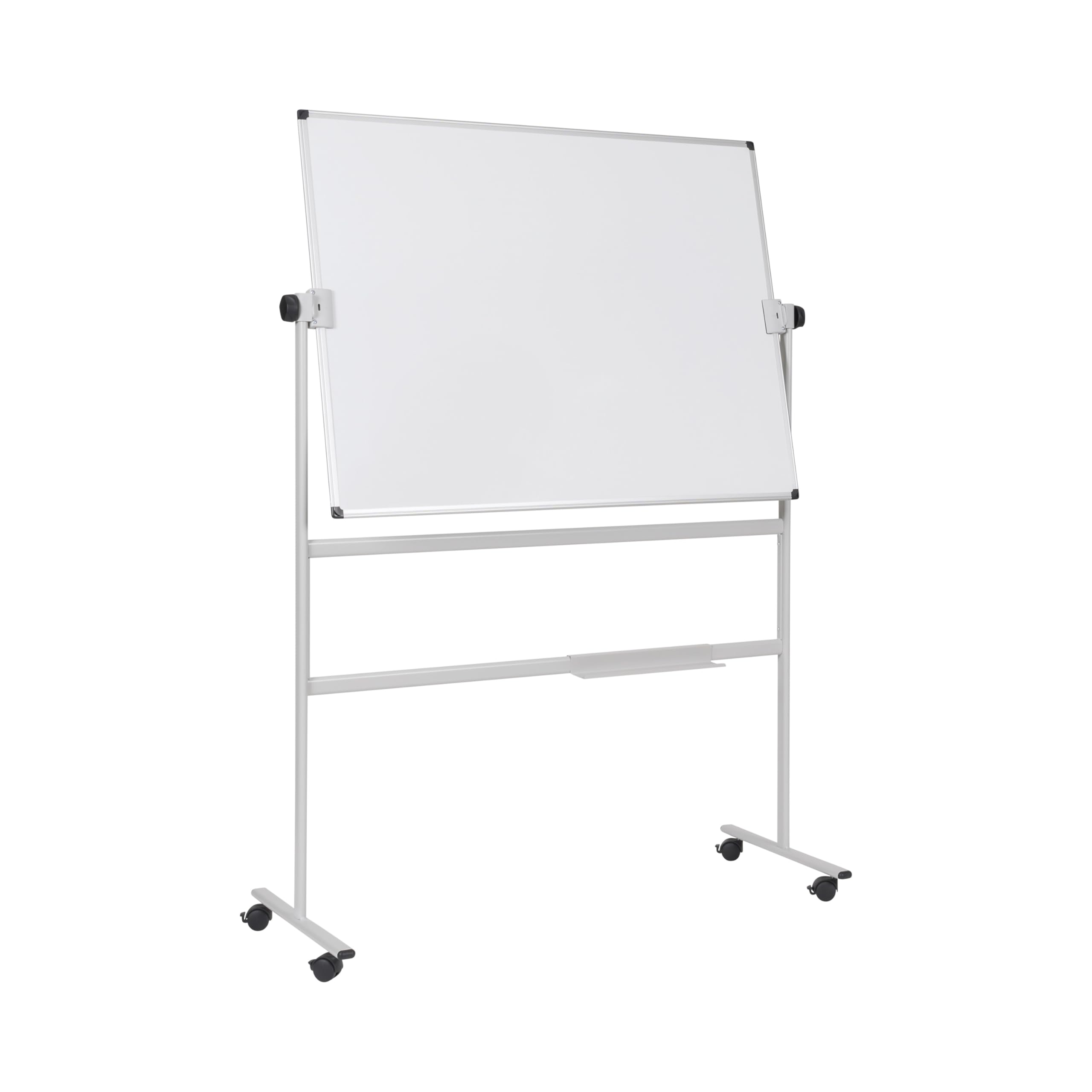 Bi-Office Pizarra Blanca Móvil,105x75cm, superficie doble cara de acero lacado, estructura de acero