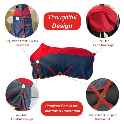 Image of BARN & STABLE 600Denier 3000mm /3000mvp Super Waterproof & Breathable Horse Blankets for Winter with 200g Fill