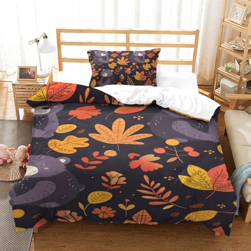 Housse de couette ours 3D anti-glissement avec zip pour lit simple adolescent et enfant - 2
