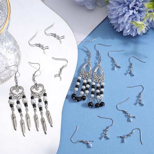SUNNYCLUE 1 Box 50Pcs Earring Hooks with Pinch Bails Stainless Steel Earring Hooks Bulk French Wire Earrings Hook Earwires Fish Hook Findings for Jewellery Making Supplies DIY Dangle Ear Crafts - Image 4