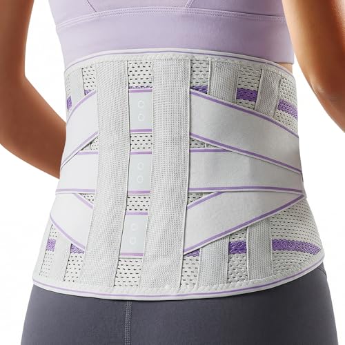 Focenat Cinturón Lumbar Mujer, Faja Lumbar para Hombre y Mujer con 6 Varillas de Soporte, Faja Lumbare Transpirable Mujer, Soporte Lumbare Ergonómico para Dolor Espalda - L (Cintura: 95-105cm)