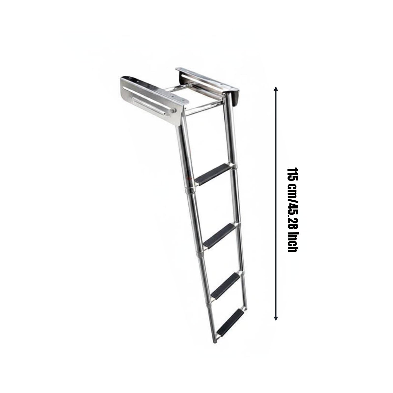 MERIGLARE Échelle Marine Pliable Échelle Télescopique Échelle de Bain Échelle de Pont en Acier Inoxydable 316 avec Pas Antidérapants Fixation Polyvalente sous, 4 Étapes