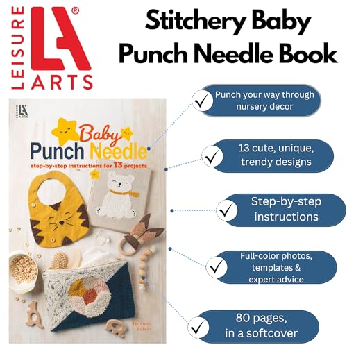 Image of LEISURE ARTS Crafts Baby Punch Needle Book, Punch Needle Adults Beginner, Patterns, Embroidery Patterns, Book for Beginners