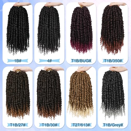 BARSDAR Grey Passion Twist Hair - 12 Inch 8 Packs Pre-twisted Passion Twist Crochet Hair for Women, Short Gray Curly Crochet Braiding Extensions Pre Looped Boho Braids Black Ombre Grey by BARSDAR - Image 7