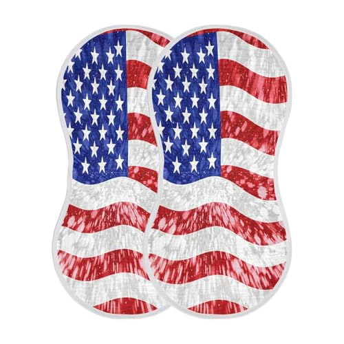American Flag Burp Cloths Cotton Baby Washcloths,Large 22x11in Burping Cloth Absorbent and Soft for Newborn Baby Boys and Girls,2 Pack2