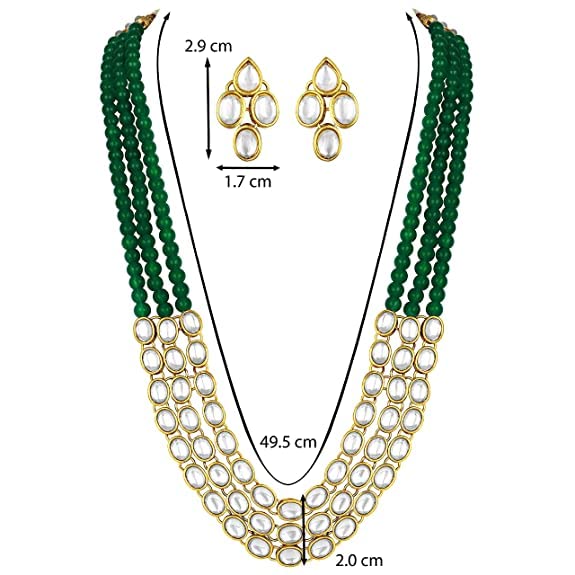 Kundan Studded Layered Pearl Necklace Set with Earrings