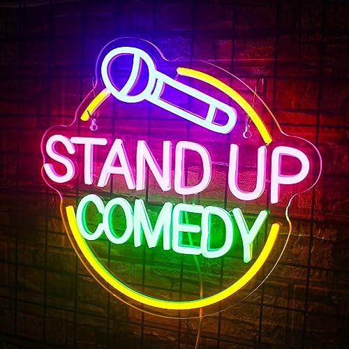 Image of Stand Up Comedy Neon Sign Led Colorful Neon Light for Wall Decor Usb Talk Show Light Up Signs for Live Funny Stand Up Show Beer Bar Man Cave Decorations