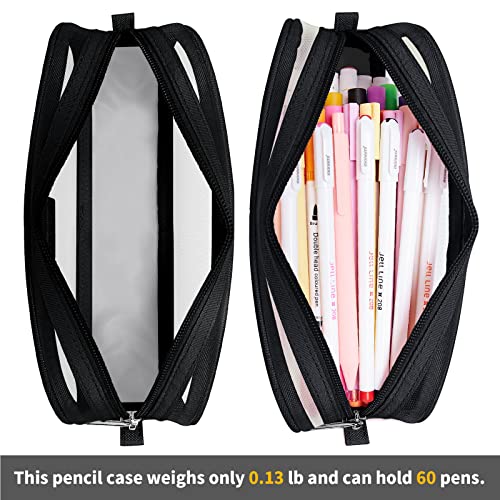 Image of Fancy Forest Kalidi Grid Mesh Pencil Case Pen Bag Clear Case Marker Pouch Multifonction Organizer Box Transparent Case Makeup Bag Office College School Gift For Adults Teen Girl Boy, White