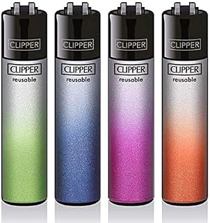 4 x Clipper Lighters Rare Metallic Gradient Design Lighter