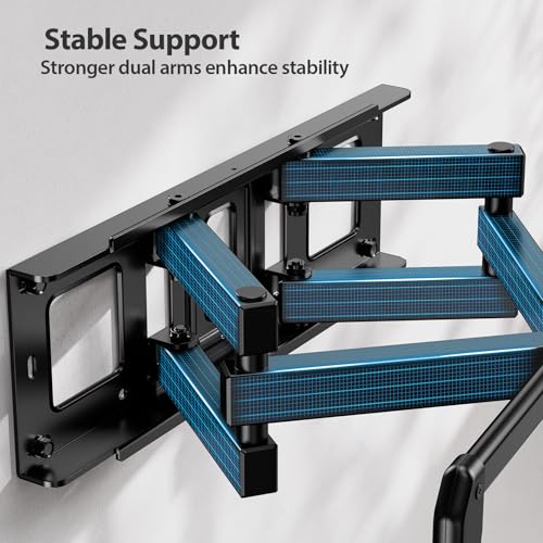 Image of Pipishell Full-Motion TV Wall Mount for Most 37-84 Inch TVs up to 100 lbs, Wall Mount TV Bracket with Dual Articulating Arms, Extension, Swivel, Tilt, Fits 16 inch Wood Studs, 600 x 400mm Max VESA, PILF8