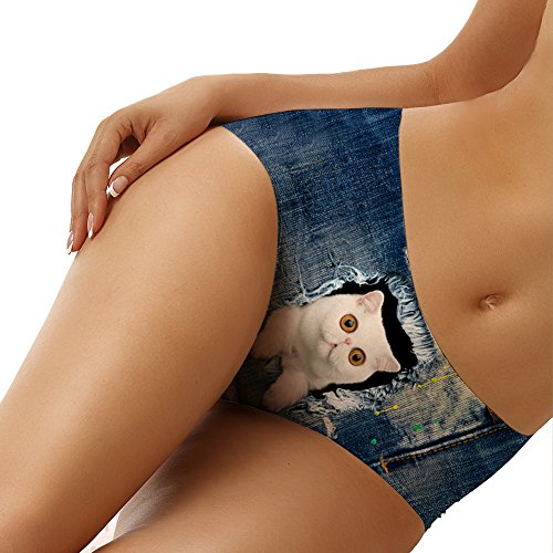 Image of Dellukee Sexy Women Underwear Briefs Breathable Hipster Panty White Alpaca Print