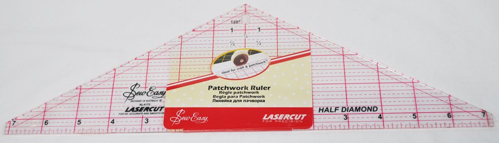 Règle moitié Diamant Sew Easy acrylique haute clarté 36,8 cm modèle NL4175