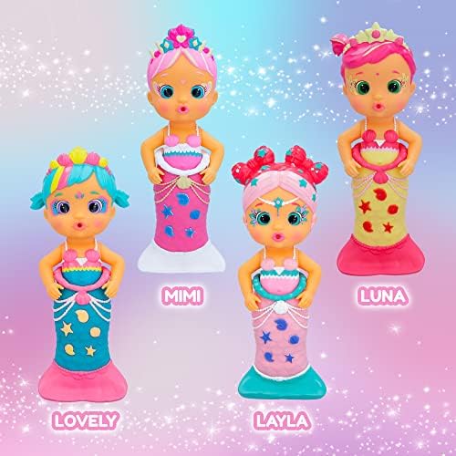 BLOOPIES Magic Tail Mermaids Mimi | Mermaid Doll with Removable Tail and Her Sea Friend; They Squirt Water and Blow Bubbles - Bath Toy and Water Games for Kids + 18 Months