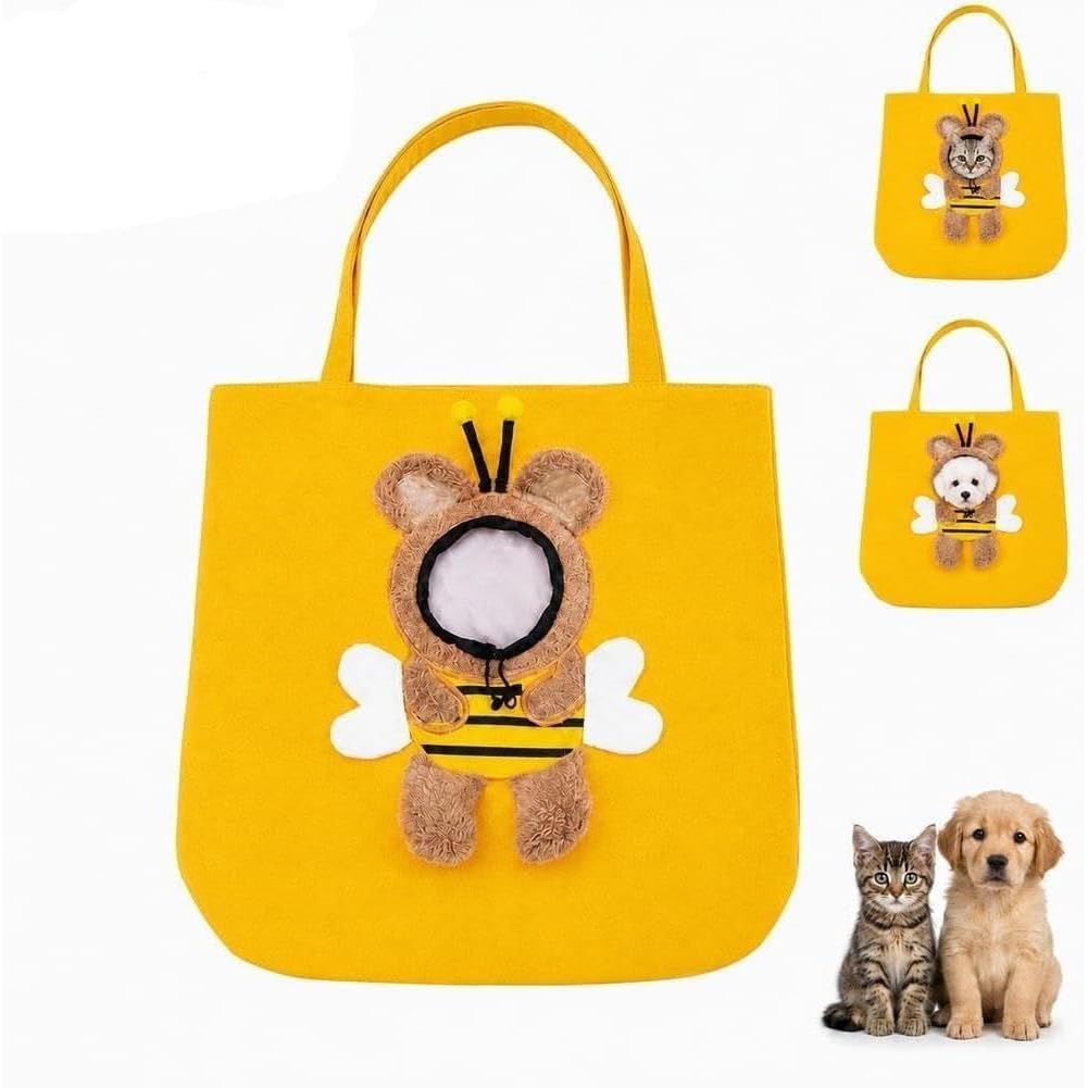 Pet Canvas Carrier Bag, Cat Dog Shoulder Tote Head-Out