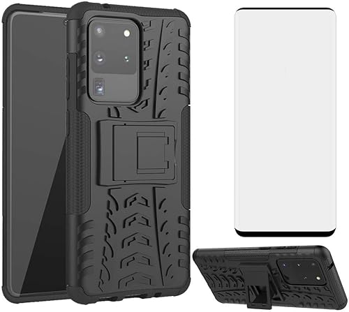 Funda de teléfono para Samsung Galaxy S20 Ultra Glaxay S20ultra 5G con protector de pantalla de vidrio templado y soporte, accesorios de celda
