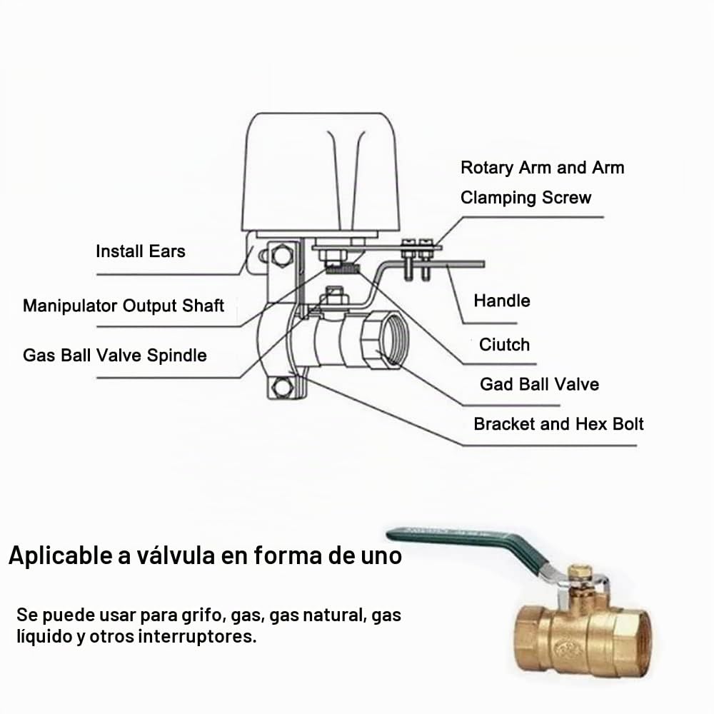 Válvula de agua inteligente ZigBee Control Válvula de apagado compatible con Alexa y Google Válvula Automática Control Remoto Control Remoto