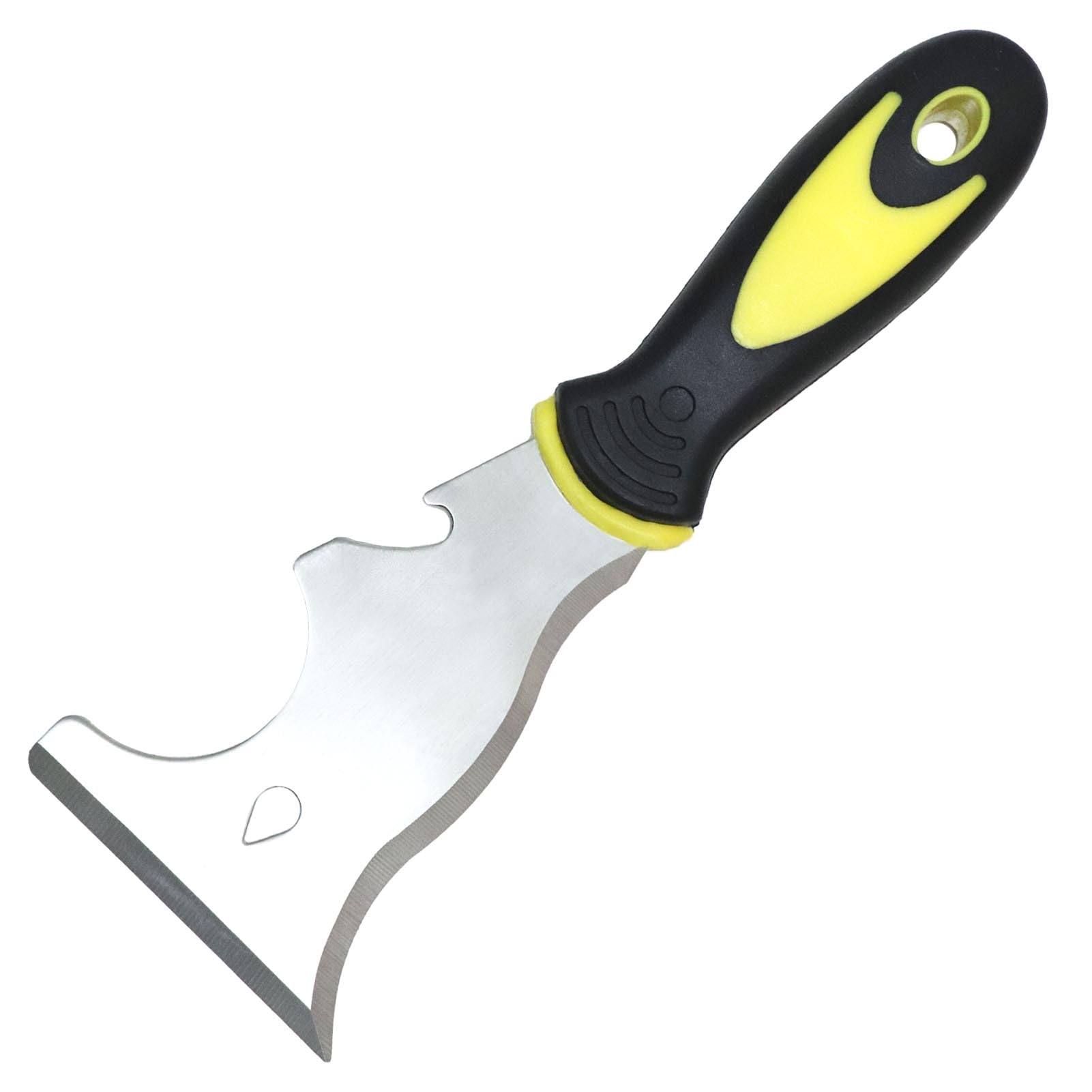 WHLLING 9-in-1 Painter's Tool, Straight Scraper, Gouger, Roller Cleaner, Curved Scraper, Bottle Opener, Can Opener, Nail Puller, Screwdriver, Hammer |