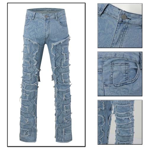 Y2K Clothing Men Stacked Jeans Slim Fit Stretch Y2K Hip Hop Streetwear Denim Pants Fashion Aesthetic Straight Leg Trousers2