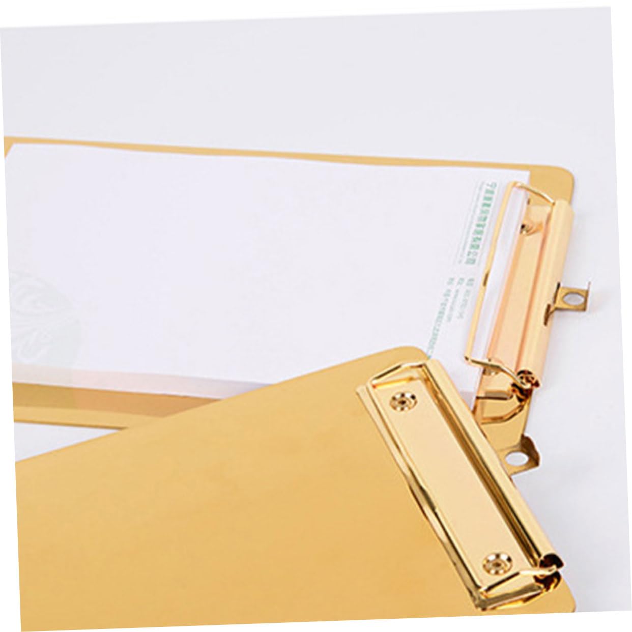2 Stück A5 Klemmbrett aus Edelstahl mit Clips Tragbares und Sicheres Klemmbrett für Büro Elegante Goldene Aktenablage mit Verarbeitung
