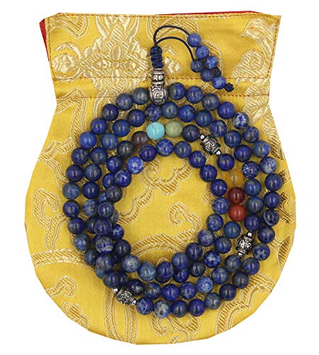 Tibetan Buddhist Meditation 108 Beads Ebony Wood Mala/Prayer Beads/Rosary/Free Mala Bag (8 MM)