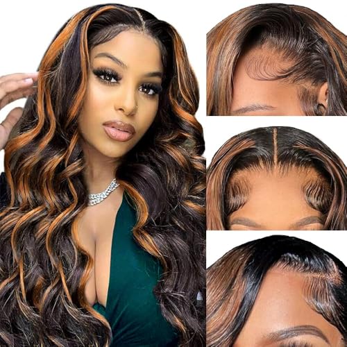 Afribye 13x6 Highlight Body Wave Lace Front Wig Human Hair FB/30 24 inch