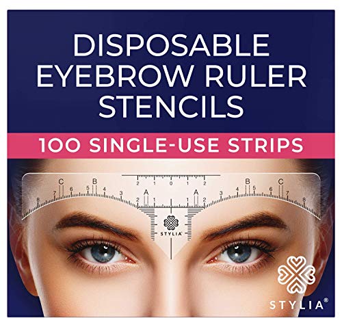 Disposable Eyebrow Ruler Stencils - Transparent Mapping Stickers For Microblading, Henna, Brow Extensions, Permanent Makeup - Peel & Stick Measuring Shaper Tool For All Face Shapes - 100-Pack #TOP7