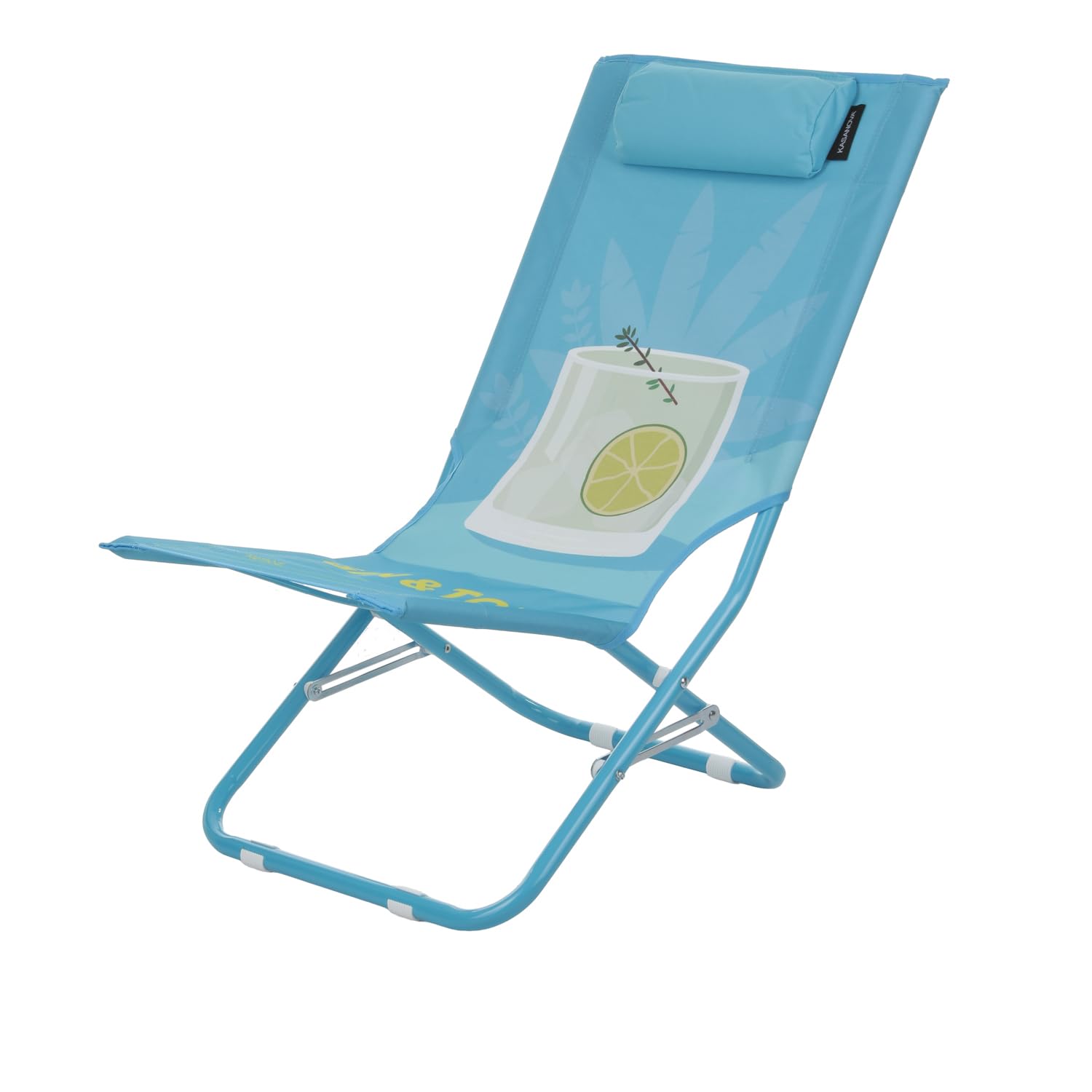 KASANOVA Strandstuhl (klappbar, Gin Tonica“ in Hellblau mit Kopfstütze)