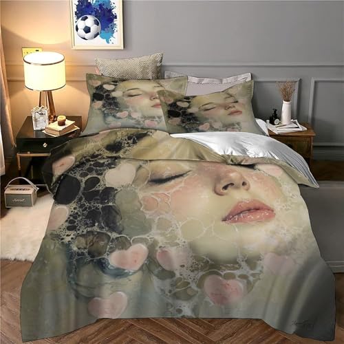 Housse de couette fille ado 140x200 parure de lit respirante effet 3D - 6