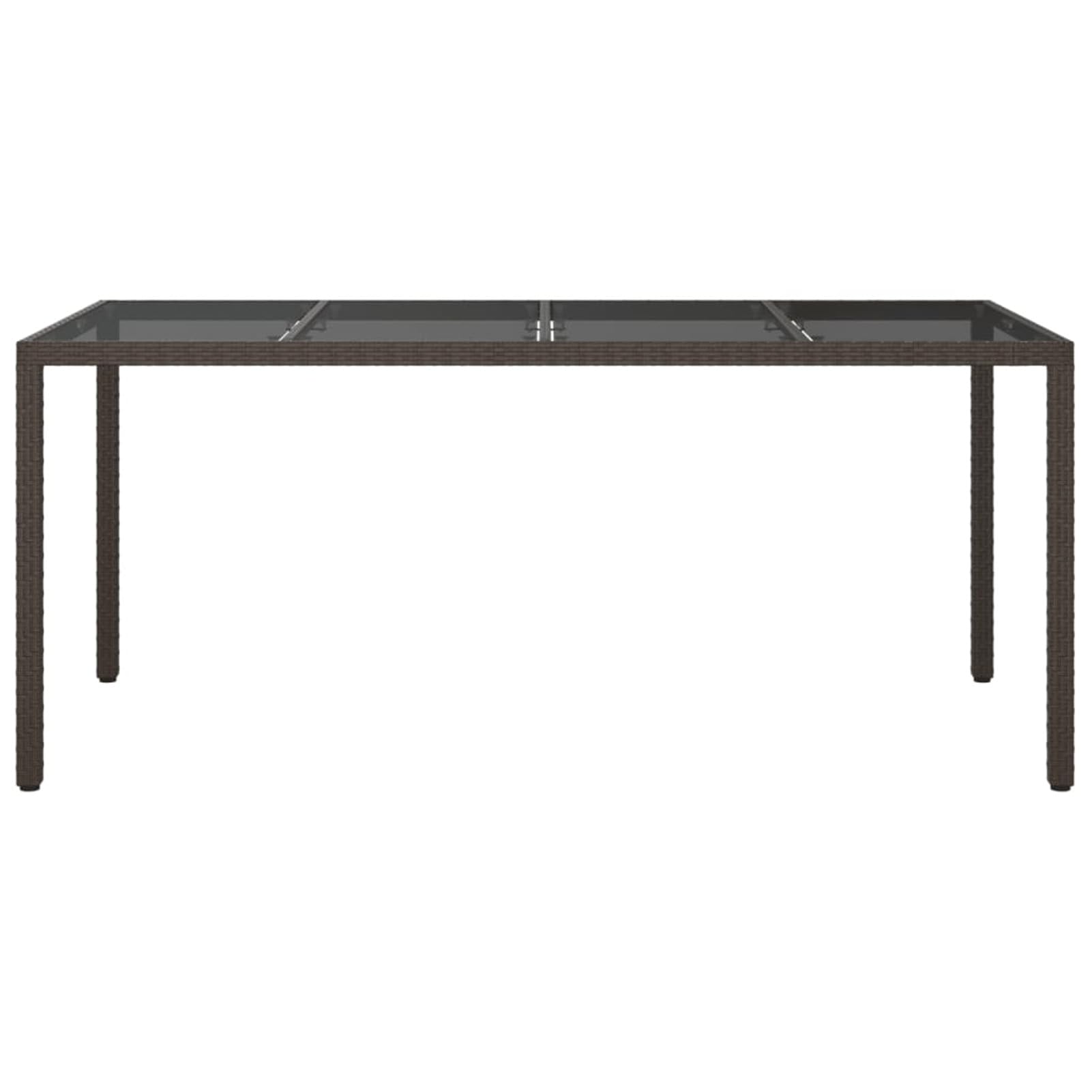 Homgoday Mesa de jardín marrón 190 x 90 x 75 cm cristal templado poliratán, mesa de jardín, mesa de terraza, mesa de comedor, mesa de cocina, mesa de jardín, mesas exteriores