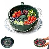 Self Spinning Berry Washing Bowl Ceramic With Drain Holes, Automatic 360° Fruit & Vegetable Washer Drainage Spinner, Vortex Berry Rinser & Colander For Kitchen Vegetables Berries Serving (1Pc)