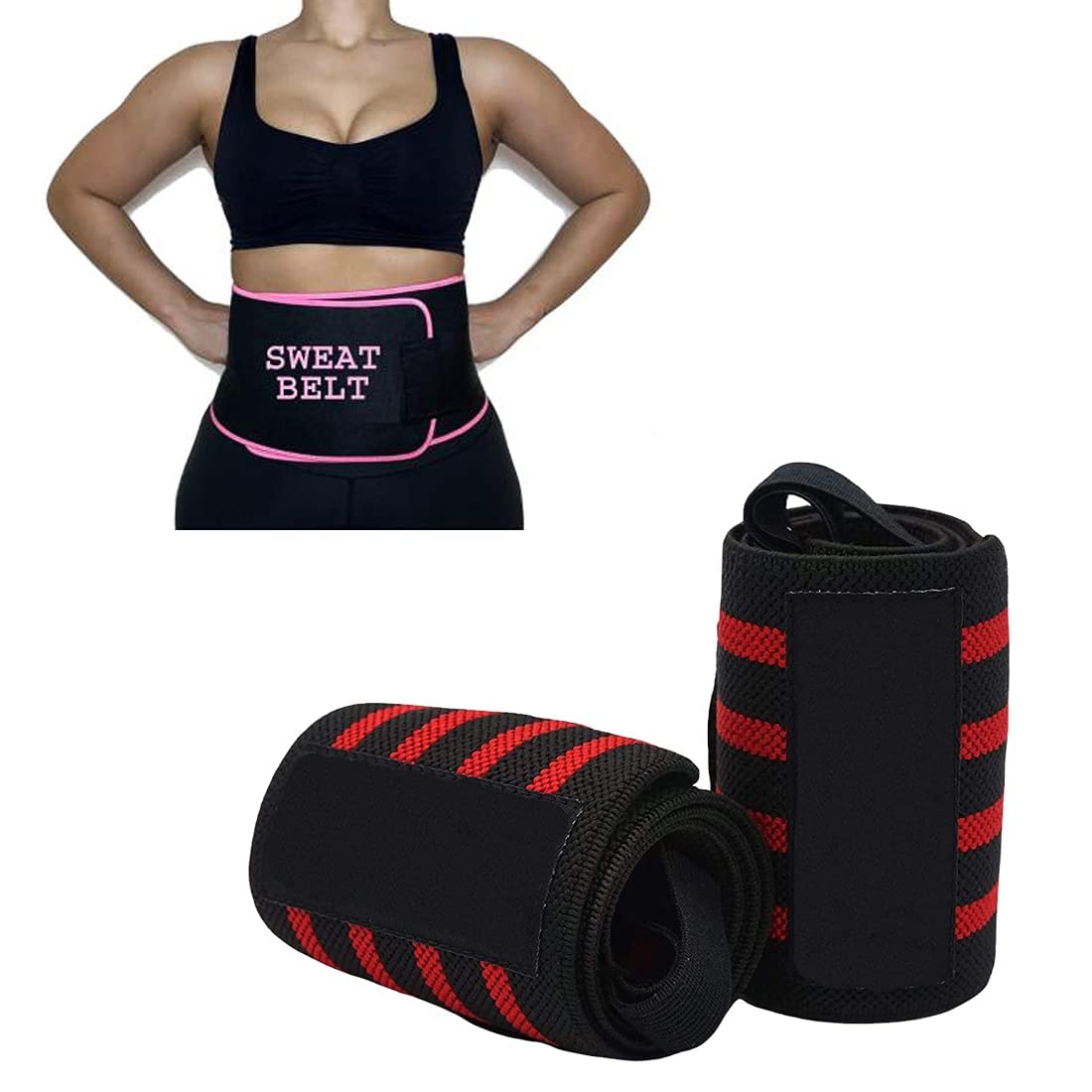 FIT DIV™ Wrist Support Band/Wraps with Thumb Loop Strap & FIT DIV™ Adjustable Sweat Fitness Waist Belt Trainer for Back Support, Sweat Wrap, Sweat Enhancer,.-image-45