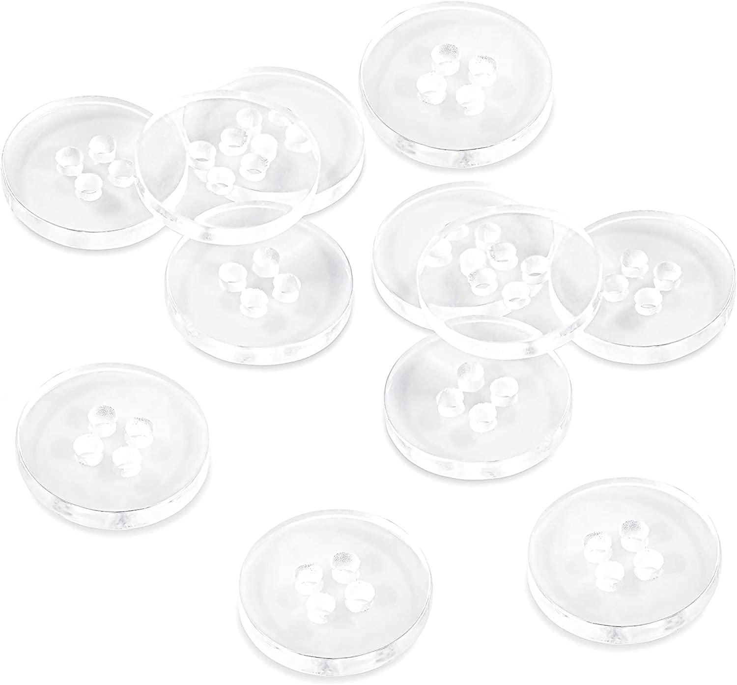 Botones de costura de 4 agujeros botones de costura para pantalones, botón de vestir, botones redondos de plástico de 0.5 pulgadas, botón transparente para manualidades, 20 L, paquete de 12