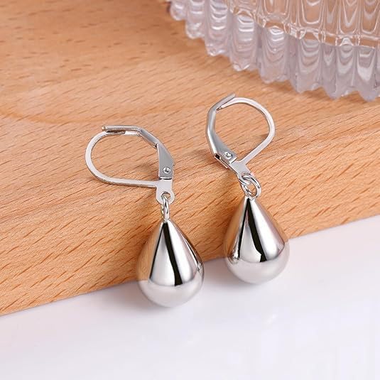 925 Sterling Silver Teardrop Dangle Earrings – 18K Gold Plated, Minimalist Polished Drop Earrings for Women, 1.26 Inch Leverback Design - Image 2