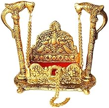 Oxidized Gold Plated Laddu Gopal Jhula Palna Swing for Home Decor, Krishna Jhula for Pooja, Indian Pooja Items for Gift (Size :- 6")