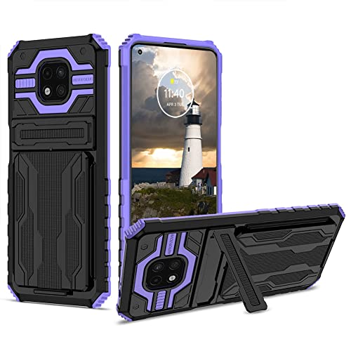 MOONCASE Case for Moto G Power (2021), Military-Grade Drop Proof PC+Soft TPU Protective Cover with Hidden Card Slot Bracket Protective Case for Motorola Moto G Power (2021) 6.6" -Purple
