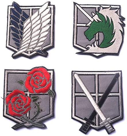 Oysterboy Attack On Titan The Survey Corps Training Corps Garrison Military Police Symbol Colossal Attack Jaw Armored War Hammer Applique Embroidered Patch 4pcs Police Symbol Hook Backing Amazon Ae Arts Crafts