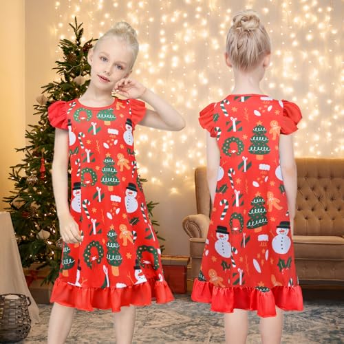 Image of Sylfairy 2pcs Girls Nightgowns, Unicorn Nightgown Princess Pajama Dresses for Girls Sleepwear Nightie