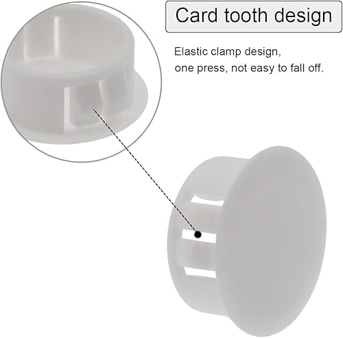 Miniatura 5 de Suiwotin 60 tapones de agujeros blancos de 0.394 in (38 pulgadas) de plástico tipo empotrado, tapones de orificio a presión en tubo de bloqueo para