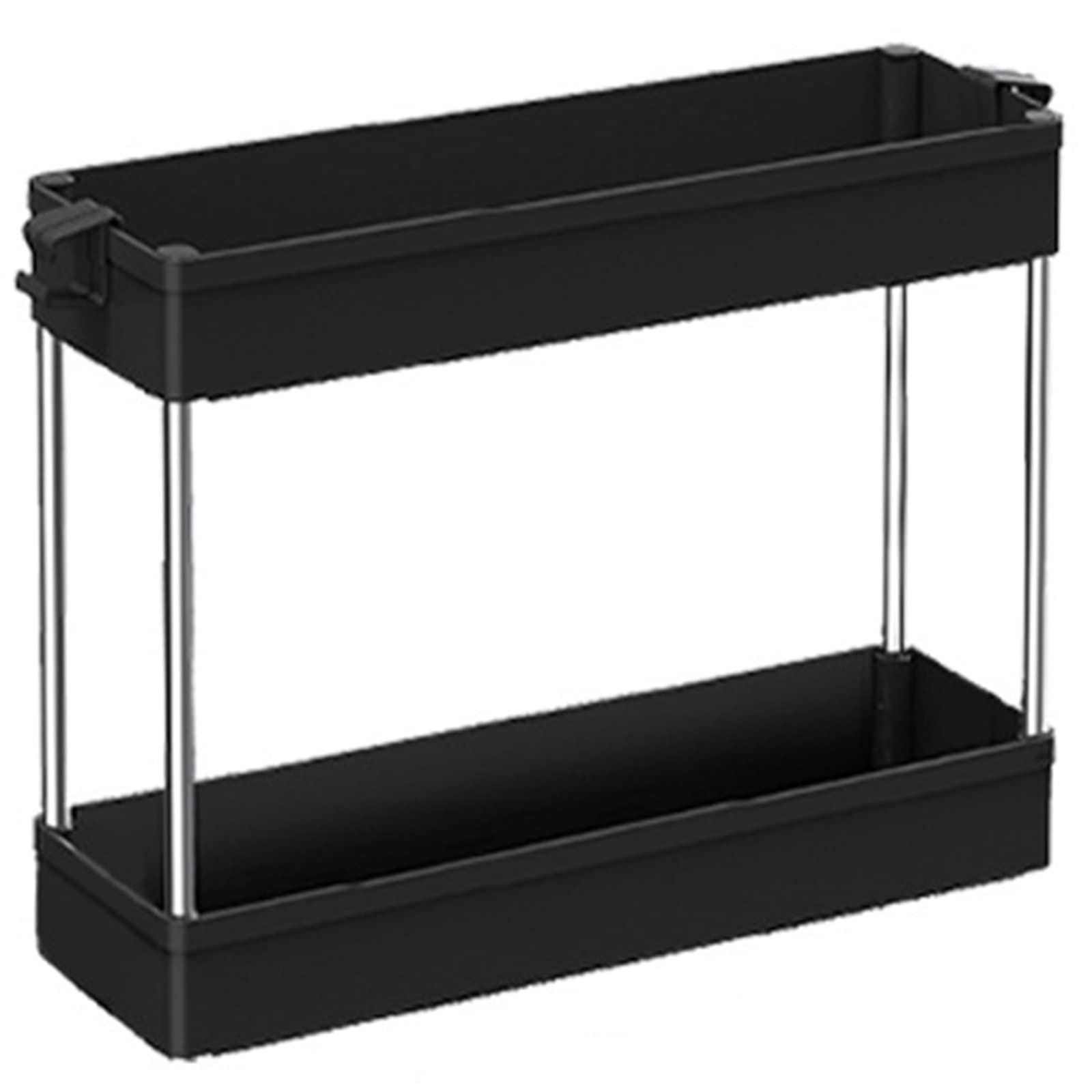 QTANZIQI Organizer do szafki, stojak do przechowywania Wytrzymały organizer na przyprawy Szafka domowa Kredens kuchenny pod zlewem (kolor: czarny, rozmiar 40x12x31cm)