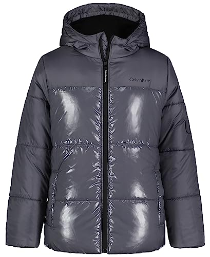 Calvin Klein Boys' Heavyweight Hooded Bubble Jacket with Polar Fleece Lining