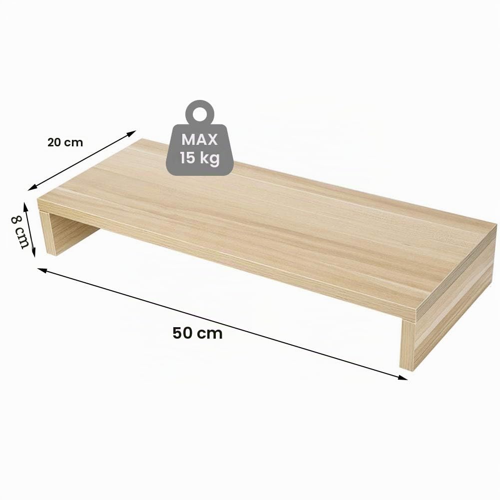Wakects Supporto per Computer Portatile e Schermo in Legno, per Casa e Ufficio, 49,5 x 19,8 x 7,6 cm