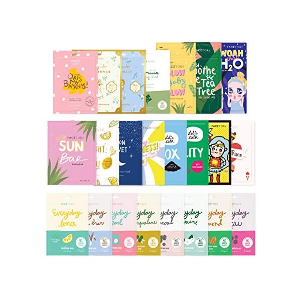 FACETORY K Beauty Face Mask Skin Care 23 COLLECTION Sheet Mask Set | Natural Premium Korean Face Mask For All Skin Types - No Sulfates No Parabens (23 pc)