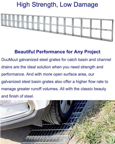 Image of Galvanized Steel Drain Grate, Driveway Channel Cover 24x3 in 2pk