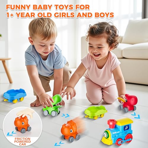 Image of Train Set for Toddlers with Steam, Music, Lights and 3 Dinosaur Cars | Electric train fun meets dinosaur play with music, lights and a gentle steam effect.