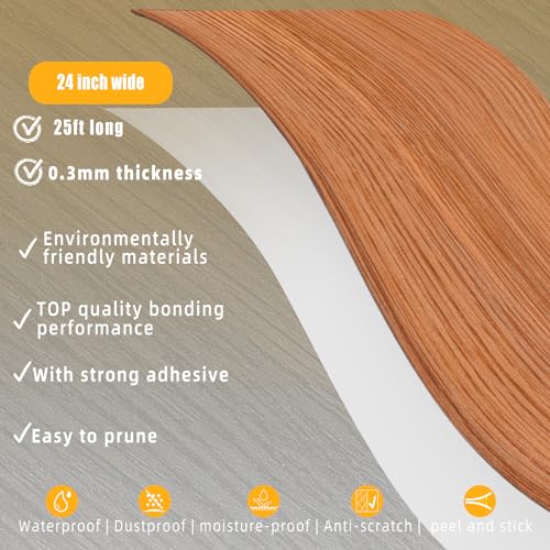 Image of GSCIT Club Wood Grain Repair Tape, 24 inch X 25ft Self Adhesive Red Oak Grain Repair Patch for Tables, Chairs, Baseboards, Doors, Windows, Floors, Handicraft DIY.
