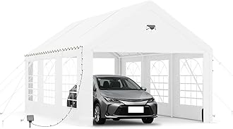 Carports 10X20 Heavy Duty,Car Ports with 180G Removable Side Walls,Carport Canopy,Portable Car Port Garage,Car Shelter All Weather,White