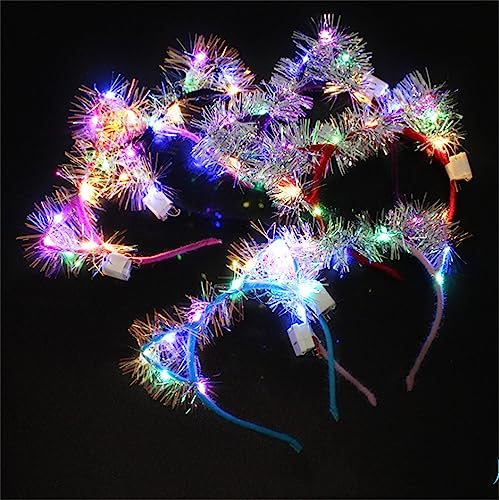 REQO 10 Pieces Cat Ears Headbands Set,LED Cute Cat Light Up Head Accessories,Glowing Girls Headdress Party Supplies for Night Clubs Raves - Image 2